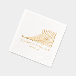 Peacock Veer met hart bruid bruidegom Paar Folie Servetten