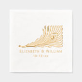 Peacock Veer met hart bruid bruidegom Paar Folie Servetten (Voorkant)