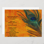 Peacock Veer met Oranje bruiloft Kaart (Voorkant / Achterkant)
