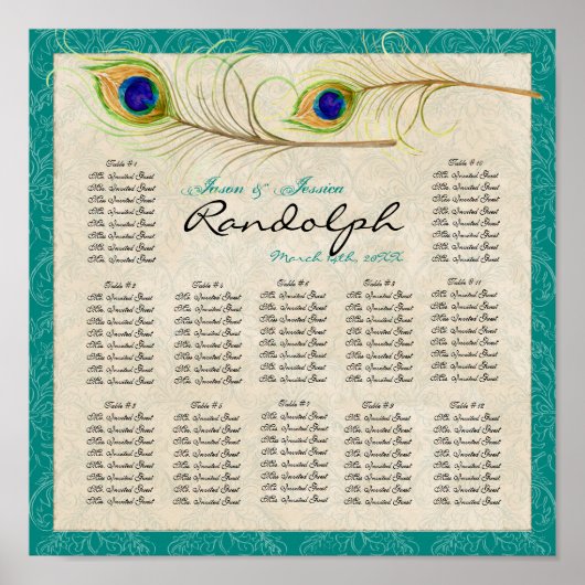 Peacock Veer Ontvangingstabel Poster (Voorkant)