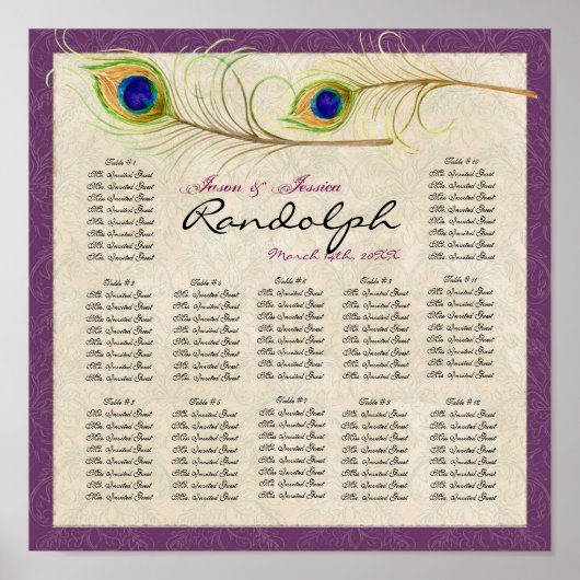 Peacock Veer Ontvangingstabel Poster (Voorkant)