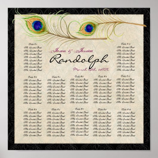 Peacock Veer Ontvangingstabel Poster (Voorkant)