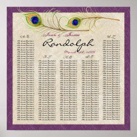 Peacock Veer Ontvangingstabel Poster (Voorkant)