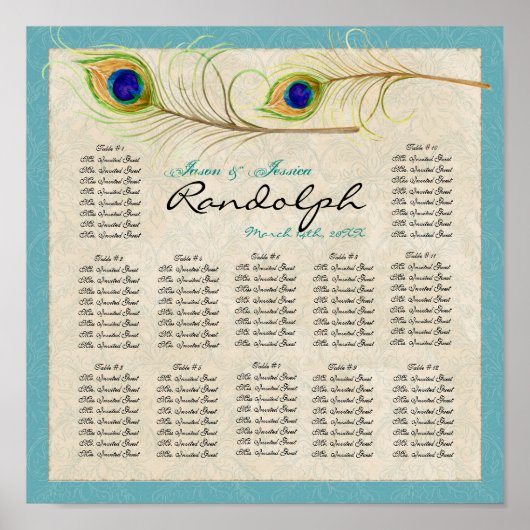 Peacock Veer Ontvangingstabel Poster (Voorkant)