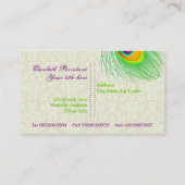 Peacock veer paarse groene oogvangst visitekaartje (Achterkant)