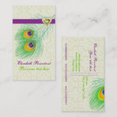 Peacock veer paarse groene oogvangst visitekaartje (Voorkant / Achterkant)