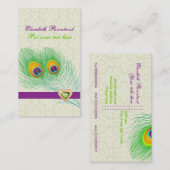 Peacock veer paarse groene oogvangst visitekaartje (Voorkant / Achterkant)