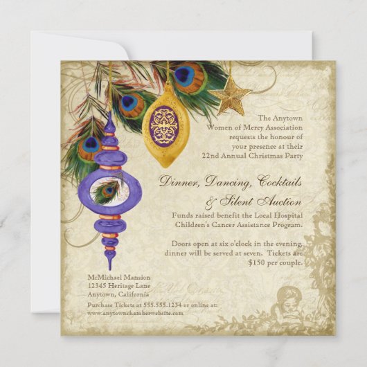 Peacock & Veer Plechtige kerstfeestdag uitnodigen Kaart (Achterkant)