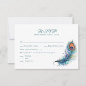 Peacock Veer Tropische Bloemen Bruiloft RSVP Kaart (Voorkant)