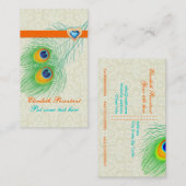 Peacock veer turquoise sinaasappel eye catching visitekaartje (Voorkant / Achterkant)