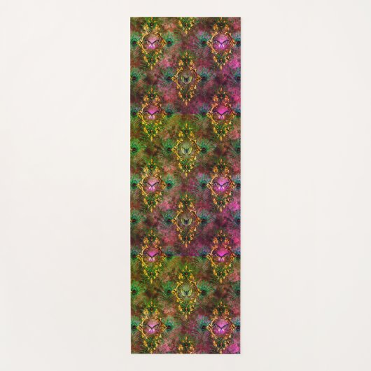 Peacock veer vlinder Victoriaans paarse goud Yogamat (Voorkant)