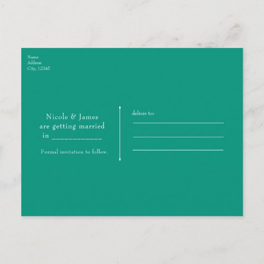 Peacock Veer Zand en Blauwgroen Boho sparen de Dat Aankondigingskaart (Achterkant)