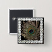 Peacock veerdiamant vierkant vierkante button 5,1 cm (Voorkant /achterkant)