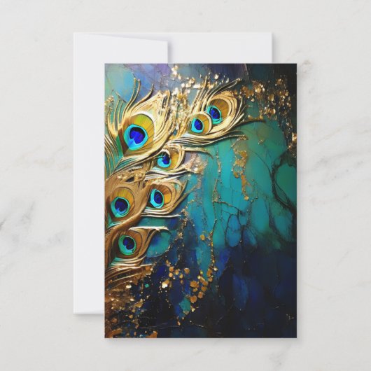 Peacock veren 3D art iriserende elegante Save The Date (Achterkant)