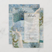  Peacock-veren Blauw wit script - Gegevens Informatiekaartje (Voorkant / Achterkant)