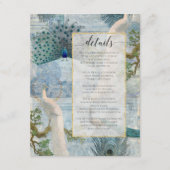  Peacock-veren Blauw wit script - Gegevens Informatiekaartje (Voorkant)