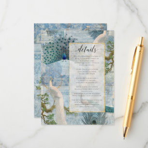 Peacock-veren Blauw wit script - Gegevens Informatiekaartje