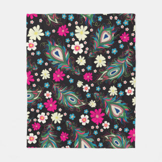 Peacock veren borduurwerk naadloos patroon fleece deken