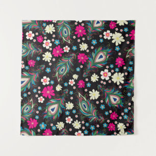 Peacock veren borduurwerk naadloos patroon wandkleed