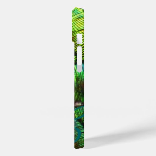 Peacock veren close-up aqua iphone case (Achterkant / Links)