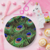 Peacock veren Dierenprint Blauwgroen Groen Papieren Bordje (Feest)
