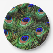 Peacock veren Dierenprint Blauwgroen Groen Papieren Bordje (Voorkant)