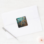 Peacock veren elegant vierkante sticker (Envelop)