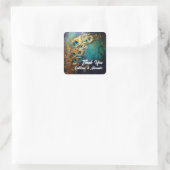 Peacock veren elegante luxe blauwgroen smaragd vierkante sticker (Tas)