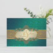 Peacock veren elegante trouwuitnodigingen kaart (Staand voorkant)