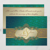 Peacock veren elegante trouwuitnodigingen kaart (Voorkant / Achterkant)