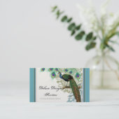  Peacock, veren - elegante Visitekaartjes (Staand voorkant)