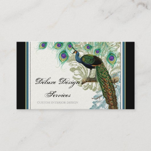  Peacock, veren - elegante Visitekaartjes (Voorkant)