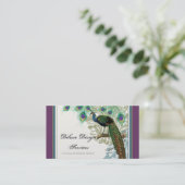  Peacock, veren - elegante Visitekaartjes (Staand voorkant)