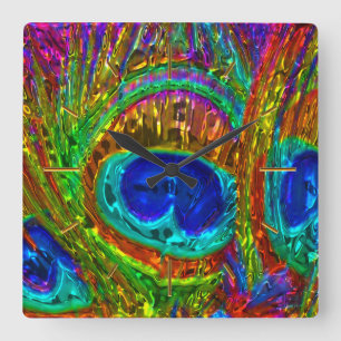 Peacock-veren Glas Art 1-opties voor wandklokken