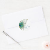 Peacock Veren & Gouden Stippen Boho Glam Party Ronde Sticker (Envelop)