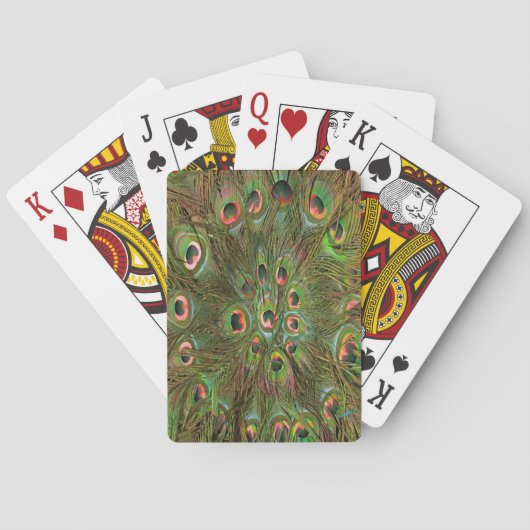 Peacock veren groene achtergrond pokerkaarten (Achterkant)
