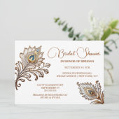 Peacock veren henna geïnspireerd Indiase bruids Kaart (Staand voorkant)