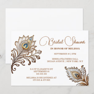 Peacock veren henna geïnspireerd Indiase bruids Kaart