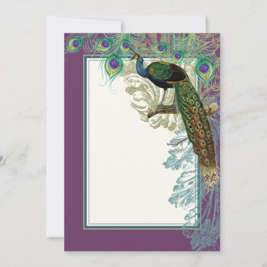 Peacock, veren in Etchings - Uitnodiging (Achterkant)