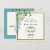 Peacock, veren in Etchings - Uitnodiging (Voorkant / Achterkant)