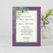 Peacock, veren in Etchings - Uitnodiging (Staand voorkant)