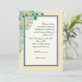  Peacock, veren in Etchings - Uitnodiging (Staand voorkant)