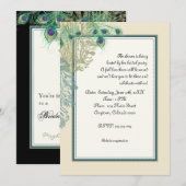  Peacock, veren in Etchings - Uitnodiging (Voorkant / Achterkant)