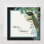  Peacock, veren in Etchings - Uitnodiging (Achterkant)