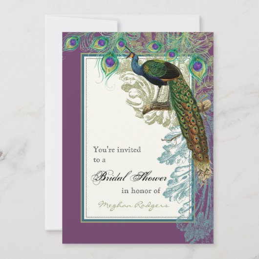 Peacock, veren in Etchings - Uitnodiging (Achterkant)