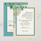 Peacock, veren in Etchings - Uitnodiging (Voorkant / Achterkant)