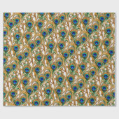 Peacock veren iriserende luxe goud naadloos cadeaupapier (Vlak)