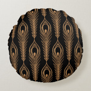 Peacock veren, luxe oosterse patroon. rond kussen