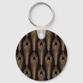 Peacock veren, luxe oosterse patroon. sleutelhanger (Achterkant)
