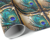 Peacock veren luxe pluim bruiloft verjaardag cadeaupapier (Rol Hoek)